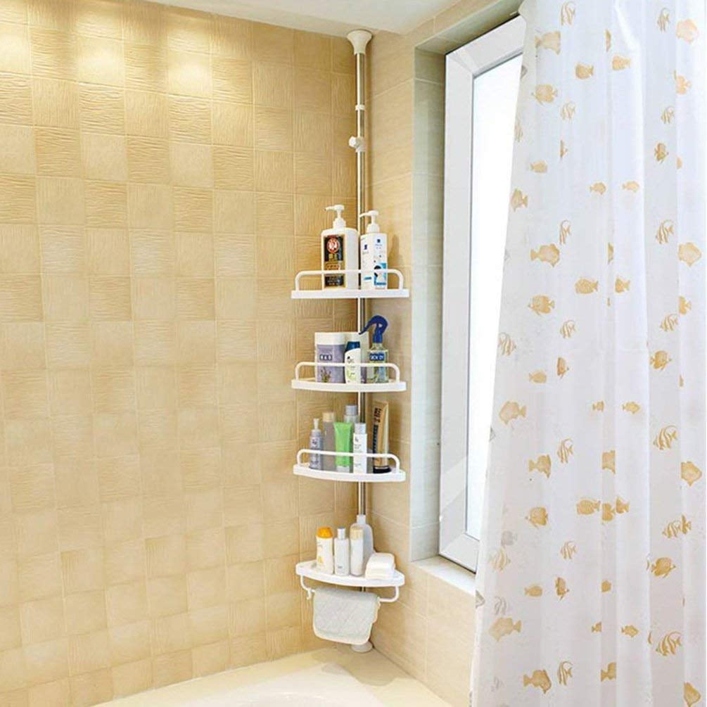 4 Layer Shower Corner Caddy Pole Shelf Adjustable Telescopic Bathroom Corner Shelf Wall Storage Holder Walmart Com Walmart Com
