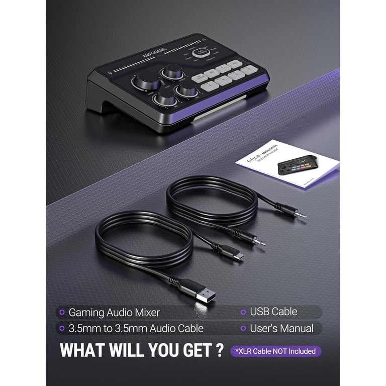 FIFINE WSC8 Gaming Audio Mixer for XLR Microphone, Game and Chat