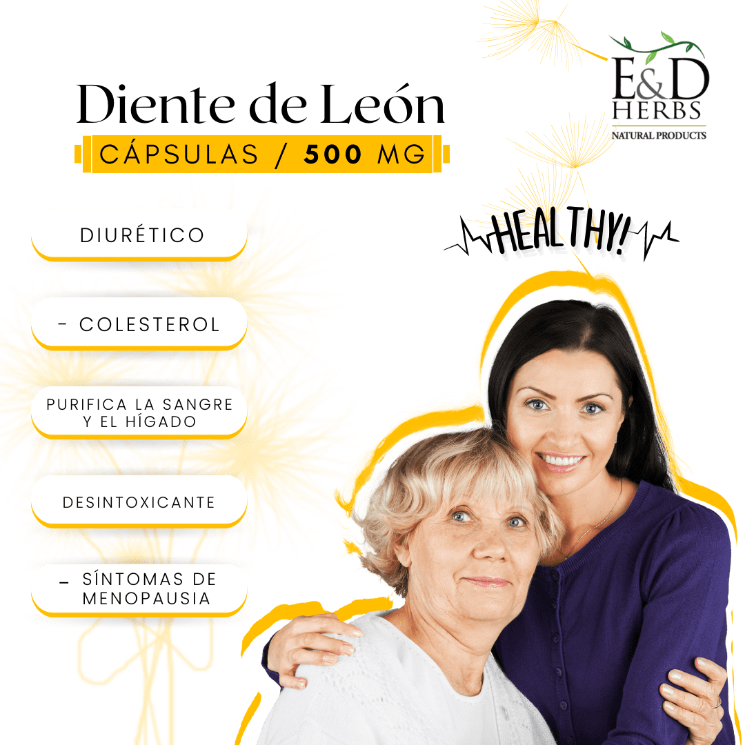 E&D Herbs 60 Dandelion Capsules of 500 Mg Detoxifies and Diuretic