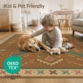 thumbnail image 4 of ODIKA 5'x7' Washable Area Rug Non-Slip, Low Pile, Stain Resistant Brown Symmetrical Geometric Elegance Intricate Border with Central Floral Motif for Guest Room, Lounge, Apartment, 4 of 7