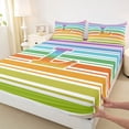 thumbnail image 5 of Manfei Rainbow Stripe Monogram Queen Sheets, Glitter Letter L Queen Sheet Sets, Multicolor White, Polka Dots Reversible 4pcs1 Flat Sheet + 1 Fitted Sheet + 2 Pillowcases, 5 of 6