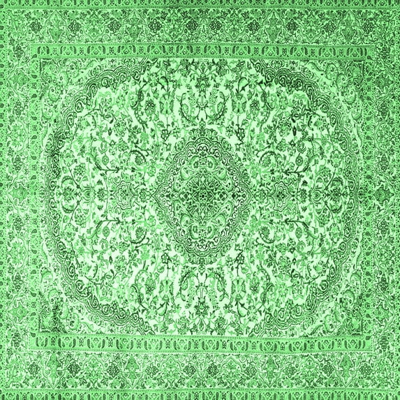 Ahgly Company Indoor Square Persian Emerald Green Traditional Area Rugs, 7' Square