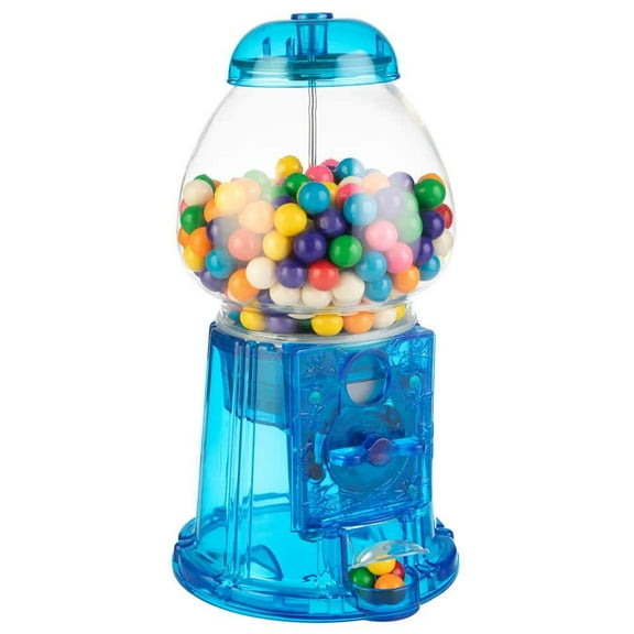 11 in. Translucent Gumball Machine - Coin-Operated Candy Dispenser Vending Machine and Piggy Bank - Blue