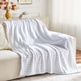 thumbnail image 5 of Super Soft Queen Blanket White Premium Silky Flannel Fleece 3D Waffle Checkered Lightweight Bed Blanket All Season Use (White, Queen(90"x90")), 5 of 6