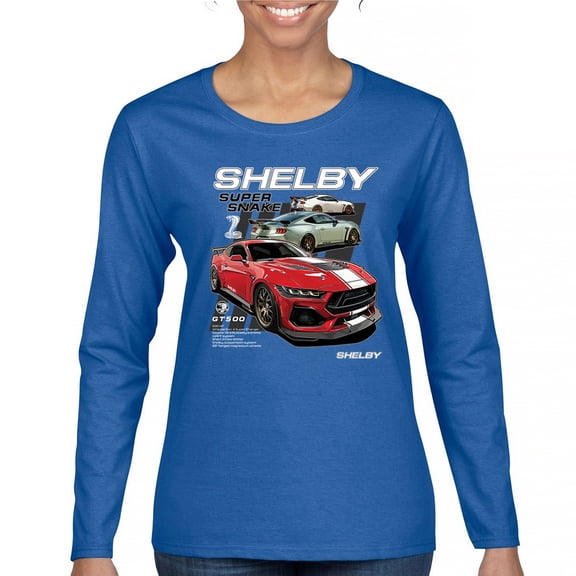 Ford Shelby Super Snake GT500 Women's Long Sleeve T-shirt American Mustang Cobra Racing