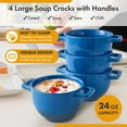 thumbnail image 4 of Bruntmor Set of 4 Large Soup Crocks with Double Handles, 24 oz Blue, 4 of 10