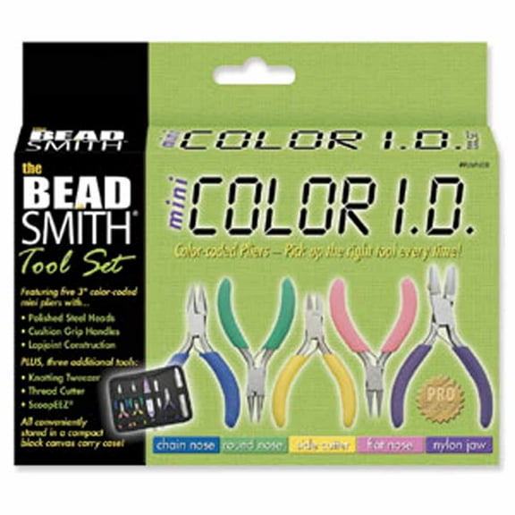 BeadSmith Mini 8 Piece Jewelery Making Color ID Plier set