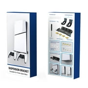 Wall Mount Bracket Vertical Stand with 2 Controller Mounts Display Stand Base for PS5 Slim Digital Edition and Disc Edition