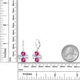 thumbnail image 2 of Gem Stone King 925 Sterling Silver Sky Blue Aquamarine and Pink Created Sapphire Dangle Earrings for Women (6.14 Cttw, Gemstone March Birthstone, Heart Shape 6MM), 2 of 3