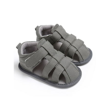 

Crocowalk Toddler Kids Fisherman Sandals Soft Sole Flat Sandal Non-slip Crib Shoes Infant Walking Shoe Home Comfort Closed Toe Baby Flats Gray 18-24 months