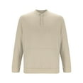 thumbnail image 3 of Dagegui Cotton Sweatshirt for Men Long Sleeve Henley Crew Neck Sweatshirts Big and Tall Kangaroo Pocket Pullover Shirts Fall Casual Tops Beige L, 3 of 5