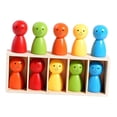 thumbnail image 3 of 10x Rainbow Wooden Molls People Figuras bloques tempranos Coordinación de ojo a mano con caja de madera para más de 3 años niños, 3 of 8