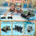 thumbnail image 3 of Amphibious Remote Control Car 8WD RC Monster Truck with 2 Rechargeable Batteries for Boys Age 8-12 Offroad Waterproof RC Pickup 2.4GHz All Terrain RC Drift Cars Beach Pool Toys Gifts for Kids Green, 3 of 5