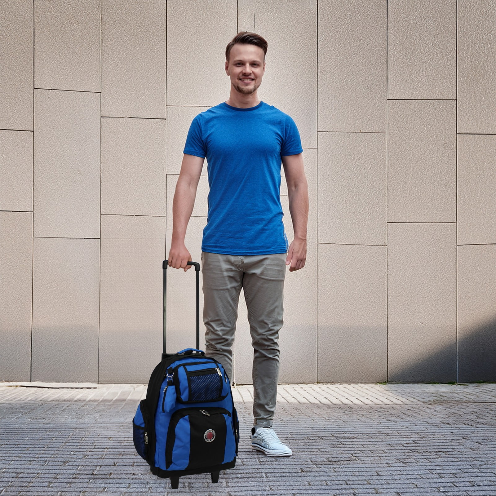 World Traveler Transworld 22-Inch Carry-On Rolling Backpack Airline Approved Size - RoyalBlue
