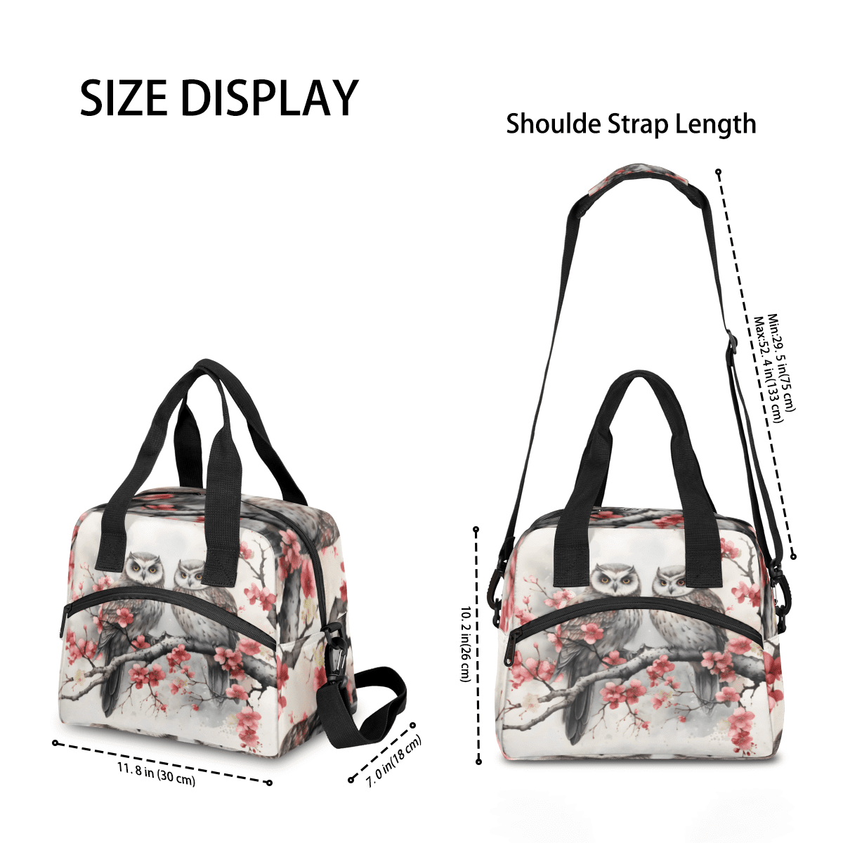Herdesigns Vintage Birds Insulated Lunch Bag for Women Men Adults Large Reusable Lunch Box Owl Leakproof Cooler Tote Bags with Adjustable Shoulder Strap