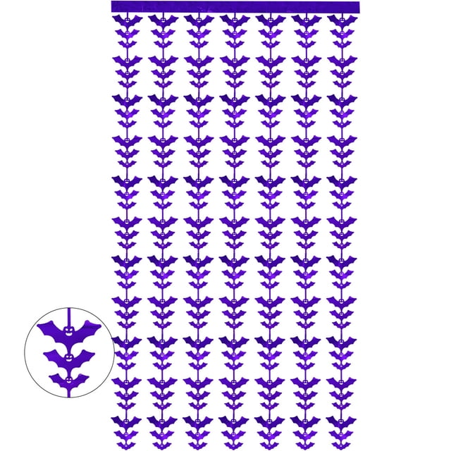 Nvzi Paquete de 2 cortinas con flecos para decoración de fiestas, cortinas de fondo de oropel para fiestas, serpentinas de murciélagos,cortinas de lluvia para puertas, color morado