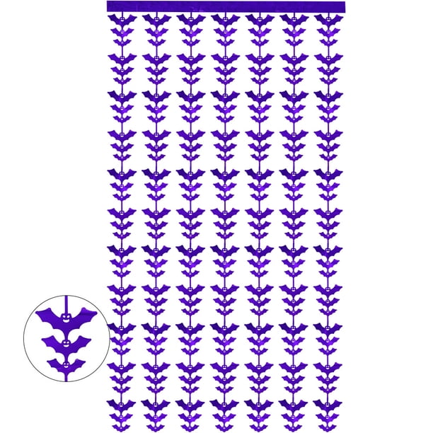 Nvzi Paquete de 2 cortinas con flecos para decoración de fiestas, cortinas de fondo de oropel para fiestas, serpentinas de murciélagos,cortinas de lluvia para puertas, color morado