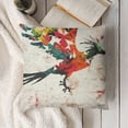 thumbnail image 3 of YINGXI Decorative Throw Pillow Case, Bursting into Scattering Birds Flight Modern Abstract Print, Couch Bedroom Living Room Cushion Cover,Green Red 22x22in, 3 of 5