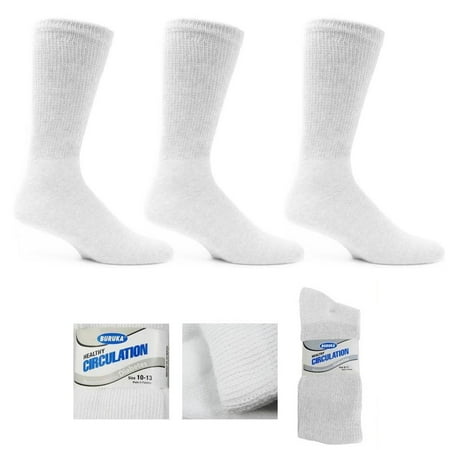 3 Pairs Diabetic Crew Circulation Socks Health Support Cotton Loose Fit Sz