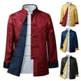 thumbnail image 2 of comerut Tang Suit Coat Retro Long Sleeved Reversible Chinese Style Traditional Clothing Keep Warm Stand Collar Vintage Chinese Shirt for Daily Life, 2 of 8