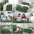 thumbnail image 6 of Dark Green Burlap Texture Duvet Cover Set, Farmhouse Vintage Green Soft Duvet Cover Twin Size Bedding Set 4 Pieces, 1 Quiltcover and 2 Pillowcases with Zipper, 1 Bed Sheet for All Seasons, 6 of 9