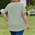 thumbnail image 4 of Women's Plus Size V Neck T Shirts Short Sleeve Tops Casual Summer Tshirts Loose Fit Tees Light Green 3XL, 4 of 6