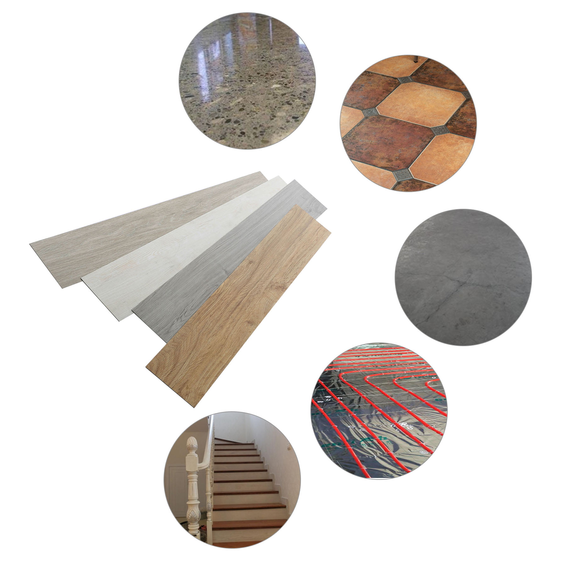 16 PCS Vinyl Floor Planks Adhesive Floor Tiles Fire-Resistant &  Wear-Resistant 6
