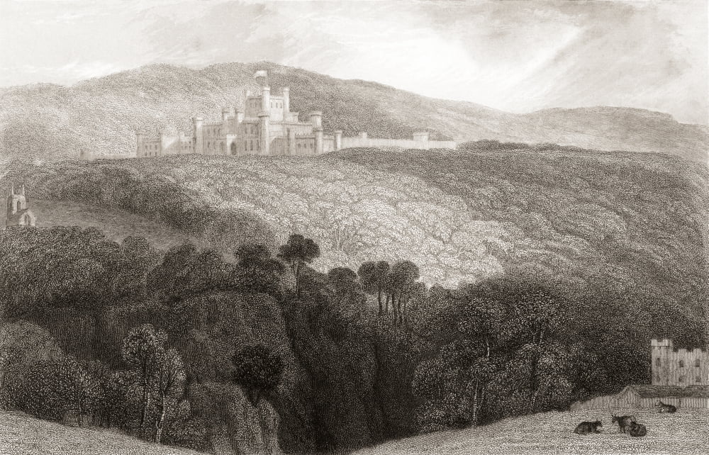 19th century view of Lowther Castle in the historic county of Westmorland which now forms part of the modern county of Cumbria England From Churtons Portrait and Lanscape Gallery published 1836 Canvas