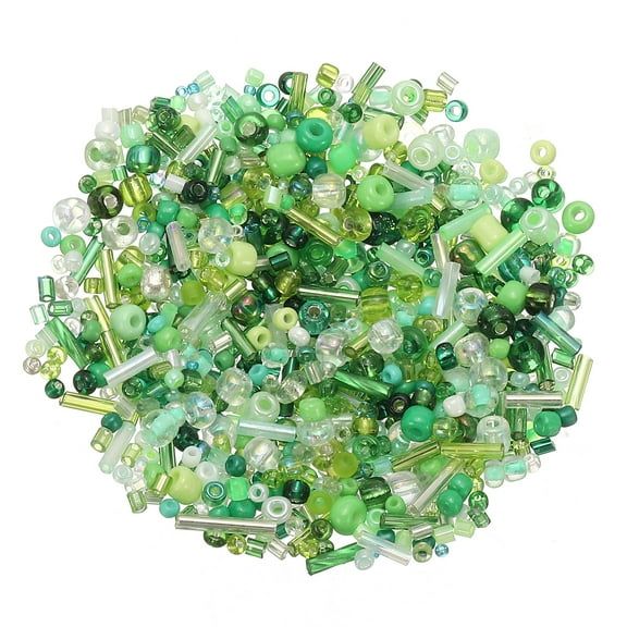 Uxcell 1000-Pack Mixed Glass Seed Beads, 1-4mm/0.04-0.16 Inch Tube Mini Glass Bugle Beads for DIY Earrings/ Necklaces/Bracelets/Jewelry Making [Green]