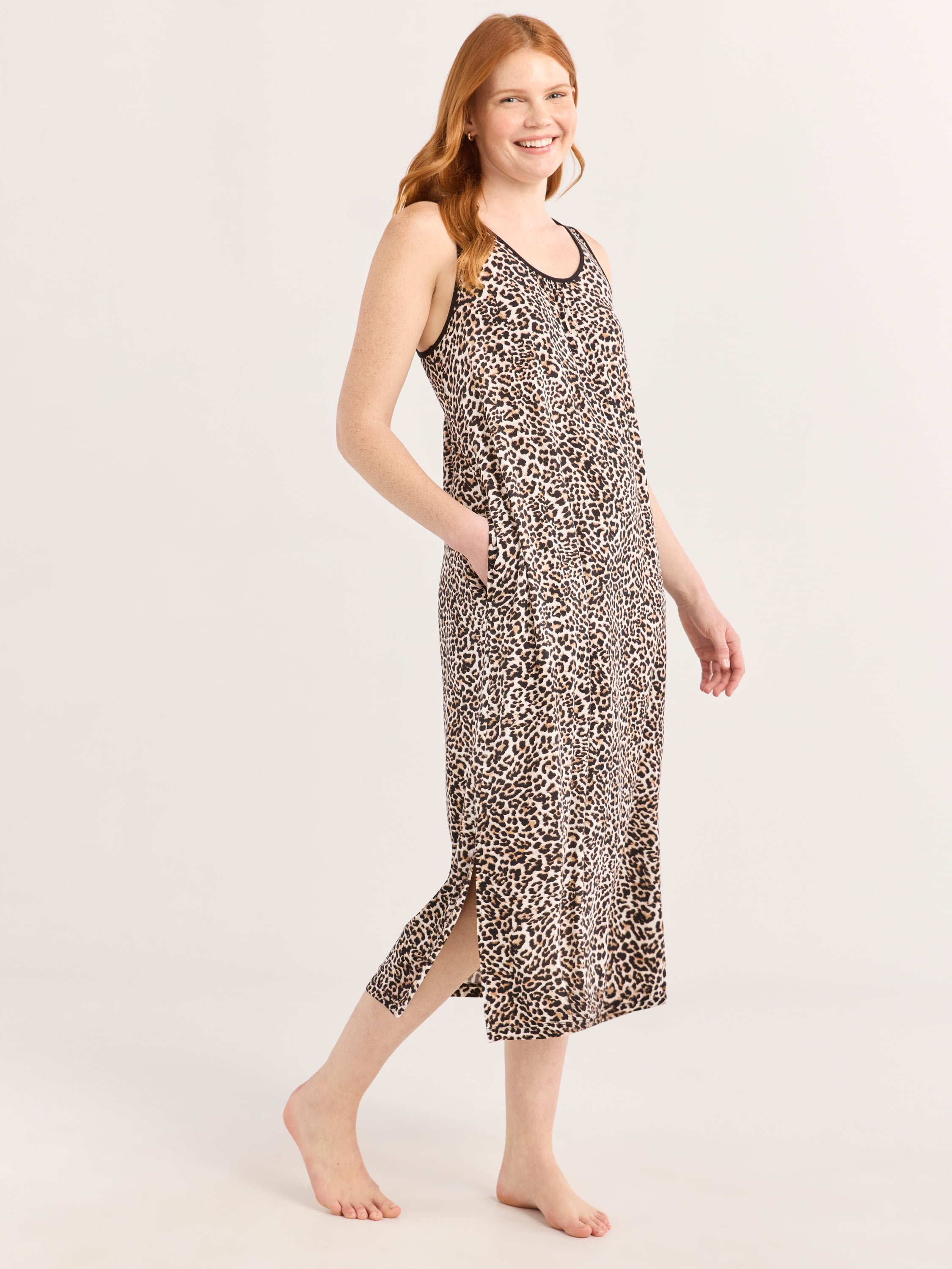 Joyspun Women’s Sleepwear Knit Midi Chemise, Sizes S-5X