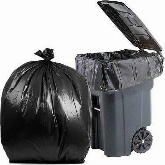 PlasticMill 64 Gallon, Black, 1.2 Mil, 50x60, 50 Bags/Case, Garbage Bags / Trash Can Liners.