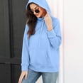 thumbnail image 2 of Women's Hoodies Sweatshirts Solid Color Long Sleeve Turtleneck Kangaroo Pocket Hooded Tops Casual Loose Fall Pullover, 2 of 7
