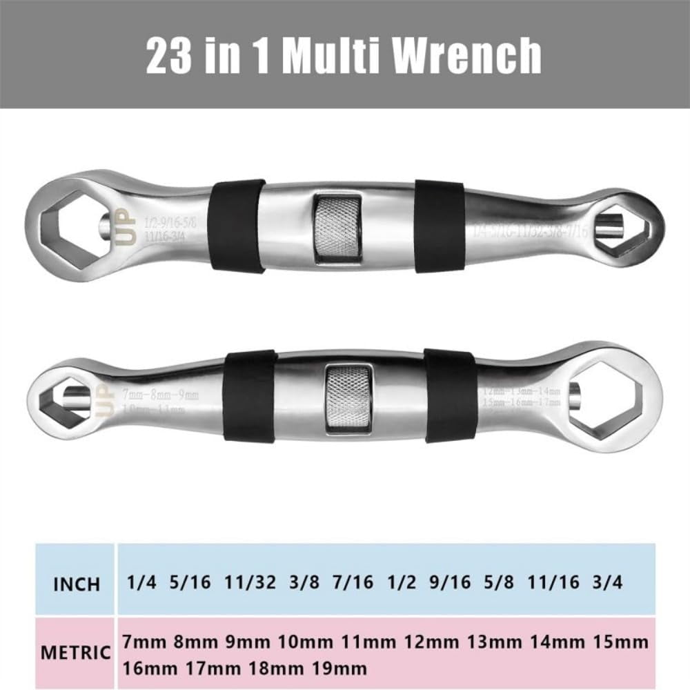 Small Adjustable Wrench Ratchet Wrench With Double Headed Design Crank Shaft Ratchet Adjustable Universal Wrench 1/4 Inch To 3/4 Inch 23-in-1 Socket Wrench