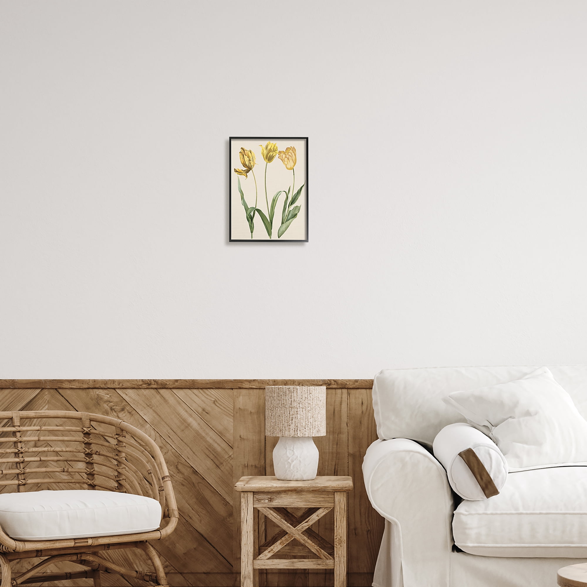 Stupell Industries Three Tulip Sprigs Botanical & Floral Painting Black Framed Art Print Wall Art, 11 x 14