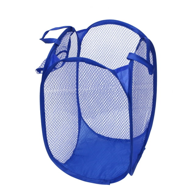 Shisuyan 1pc Foldable Laundry Bag Easy Open Mesh Laundry Clothes Hamper Basket for College Dorm (Blue)