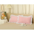 thumbnail image 7 of Unique Bargains Polyester Ruffles Pleated Pillow Shams Set of 2 with Envelope Closure Pink Queen, 7 of 7