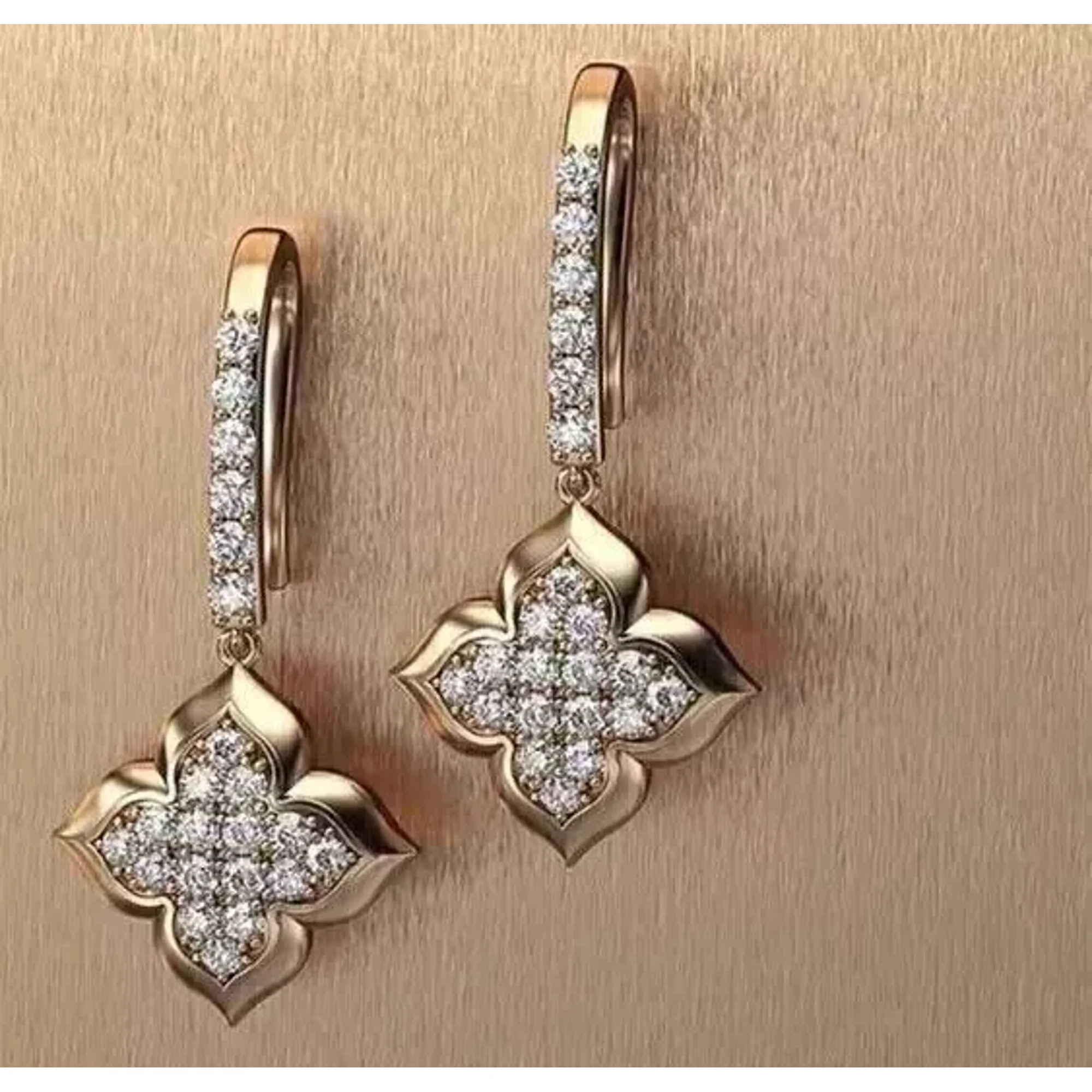 1.00 Ct Round CZ Diamond Dangle Drop Earrings, 14K Rose Gold Plated Sterling Silver