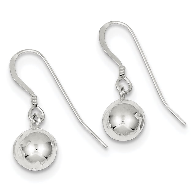 925 Sterling Silver 8mm Bead Drop Dangle Earrings