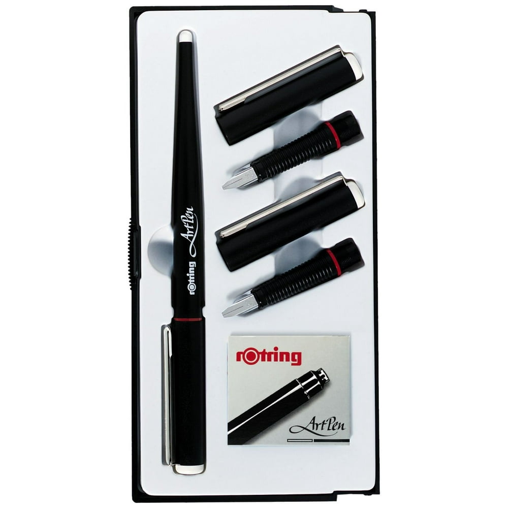 Rotring Calligraphy Artpen Set, Assorted Nib Sizes with 6 Black Ink Cartridges (S0205870
