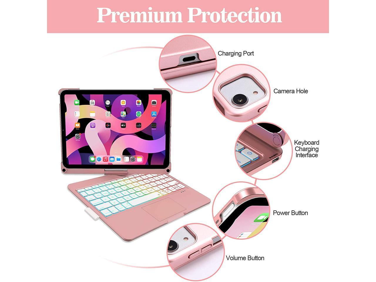 Touchpad Keyboard Case for iPad Air 5 10.9 inch 2022 / iPad Air 4 10.9 inch 2020 / iPad Pro 11 2021/2020/2018 with Multi-Touch Trackpad / Pencil Holder, 360° Rotatable,7 Color Backlit