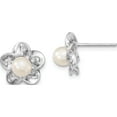 thumbnail image 1 of Sterling Silver Rhodium-Plated Floral Fwc Pearl Post Earrings (15 X 9) Made In China qbe31jun, 1 of 5