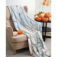 thumbnail image 3 of Coastal Flannel Blanket for Bed,Travel and Camping, Thanksgiving Pumpkin Starfish Coral Blue Letter Super Soft Cozy Blanket for All Seasons 50"x80", 3 of 6