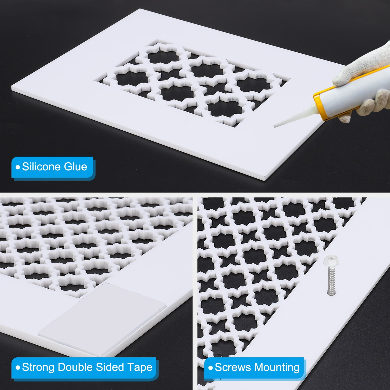 Uxcell Air Vent Cover Grille for 9.5"x3.5" Duct Opening, Acrylic Glass Wall Ceiling Hole Cover