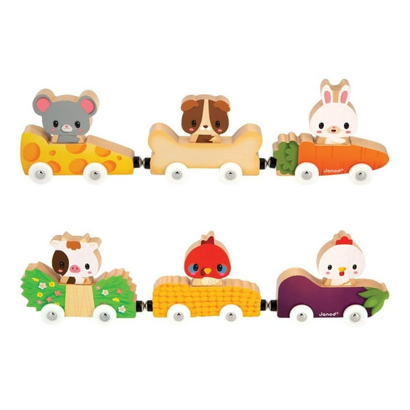 Janod Mix & Match Magnetic Animal Cars - Set of 6