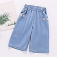 thumbnail image 2 of MuXiKeJi Clothes Jeans Baggy Girls Soft Loose Casual Wide Leg Denim Pants Breathable Lightweight Daily Summer Bottoms for Toddler Kids Girls Jeans Pants, 2 of 5