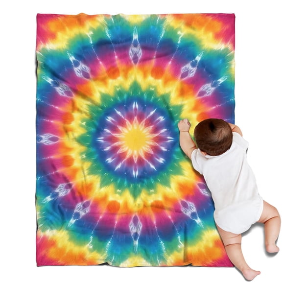 Colorful Rainbow Tie Dye Spiral Pattern Blanket,Comfortable Soft Flannel Throw Blanket,All Season,Warm Lightweight Blankets for Sofa Bed Couch Living Room Chair,30"x40"
