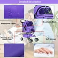 thumbnail image 6 of Foldable Dog Stroller, 4 Wheel Pet Stroller with Storage Basket, Handle 360° Front Wheel Rear Wheel with Brake for Small Medium Dogs & Cats, Purple, 6 of 7