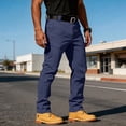 thumbnail image 3 of Dwellite Men's Pants Casual Cargo Work Lightweight Stretch Hiking Outdoor Solid Color Pant with Pockets Navy XL, 3 of 9
