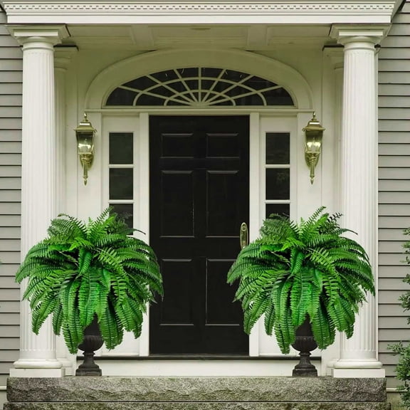 Artificial Boston Fern, Lifelike Fake Plant, UV Resistant No Maintenance Greenery Decor, For Porch, Home, Outdoor Garden 23Inch