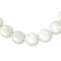 Primal Silver Sterling Silver Rhodium-plated 10-11mm White Freshwater Cultured Coin Pearl Necklace